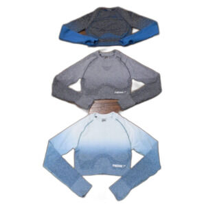 Gymshark Dry Tops Shirts Women's Blue Gray Ombre Cropped Size Small Set of 3
